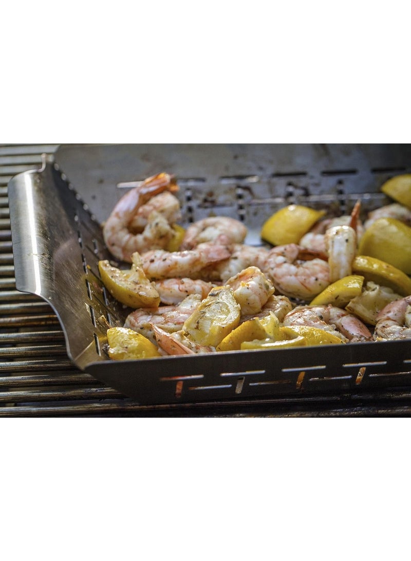 Weber Deluxe Stainless Steel Square vegetable Grilling Basket | 6.4cm x 29.8cm x 34.9cm| Premium Grilling accessories - Image 5