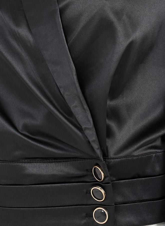Styli Shawl Collar Balloon Sleeves Wrap Top - Image 3