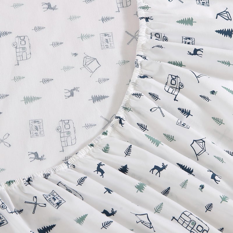 Eddie Bauer - Queen Sheets, Cotton Percale Bedding Set, Crisp & Cool Home Decor (Campout Dark Blue, Queen) - Image 4