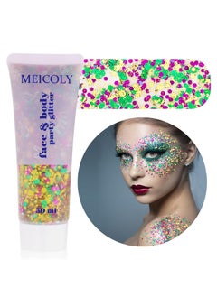 MEICOLY MEICOLY Mardi Gras Face Glitter,Mardi Gras Outfit for Women Kids,Mardi Gras Accessories for Carnival,Gold Green Purple Mixed Chunky Glitter,Rave Festival St Patricks Day Glitter for Face/Body/Hair  - Image 1
