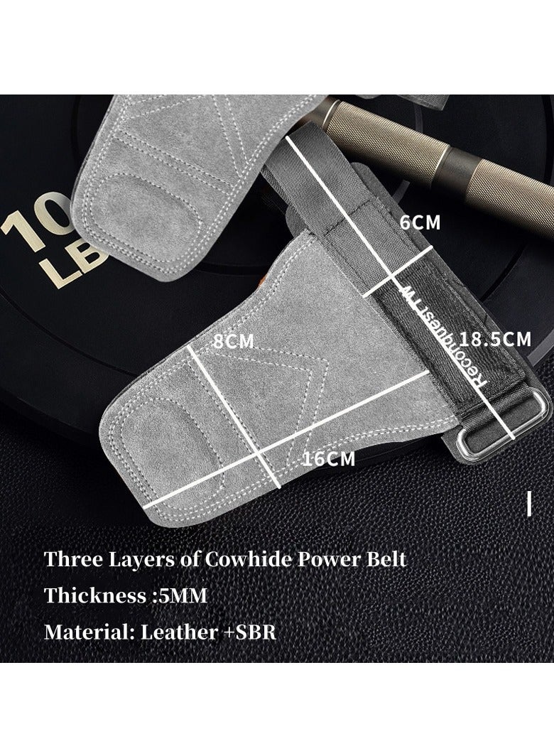 كي واي دي قفازات رفع الأثقال من جلد البقر بسبع طبقات ووسادات قبضة، خطاطيف للمعصم وأشرطة للمعصم كبديل لرفع الأثقال، ملحقات التدريب - Image 3