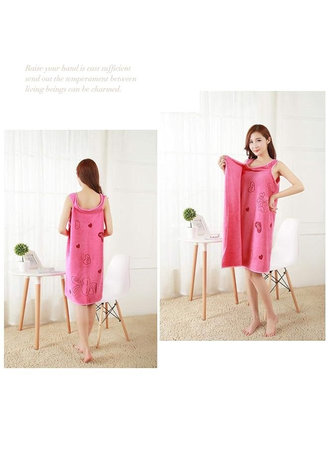 erorex - Multifunction Lovely Bath Towel Wraps Microfiber Soft Wearable Spa Suspenders Skirt Bath Towel Wrap Highly Absorbent Shower And Bath Towel Skirt Red - Image 1