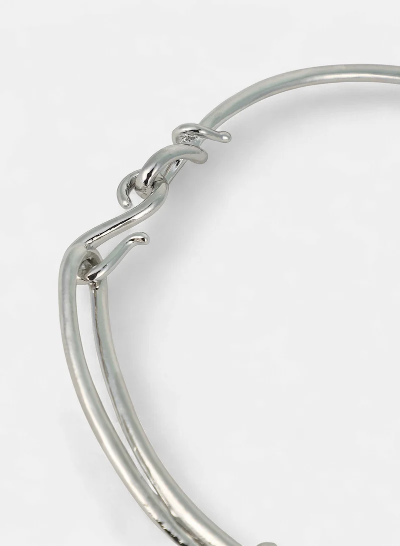 SOHI SOHI Women The Knotted-Bar Collar Necklace | Chrome  Colour | One-Size | Metallic Alloy Material | S-Hook Closure | Necklace For Casual & Evening Wear
