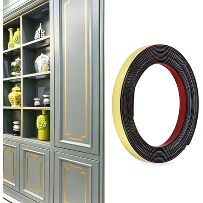 SELF ADHESIVE 3D WALL EDGING STRIP PEEL, MOULDING WALL TRIM PEEL AND STICK, 0.43" WIDTH FLEXIBLE TRIM MOULDING, GOLD METAL EDGING TRIM FOR WALLS CEILING (1.1 CM * 10M) - Image 1