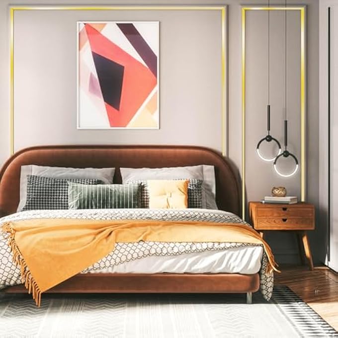 SELF ADHESIVE 3D WALL EDGING STRIP PEEL, MOULDING WALL TRIM PEEL AND STICK, 0.43" WIDTH FLEXIBLE TRIM MOULDING, GOLD METAL EDGING TRIM FOR WALLS CEILING (1.1 CM * 10M) - Image 3