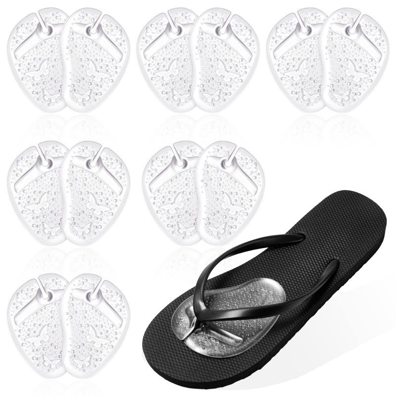 6 Pairs Gel Pads for Thong Sandals Toe Protectors Metatarsal Forefoot Cushion Inserts Foot Pads Non Slip Cushion for Sandals Thong Post Protector of Foot GripClear