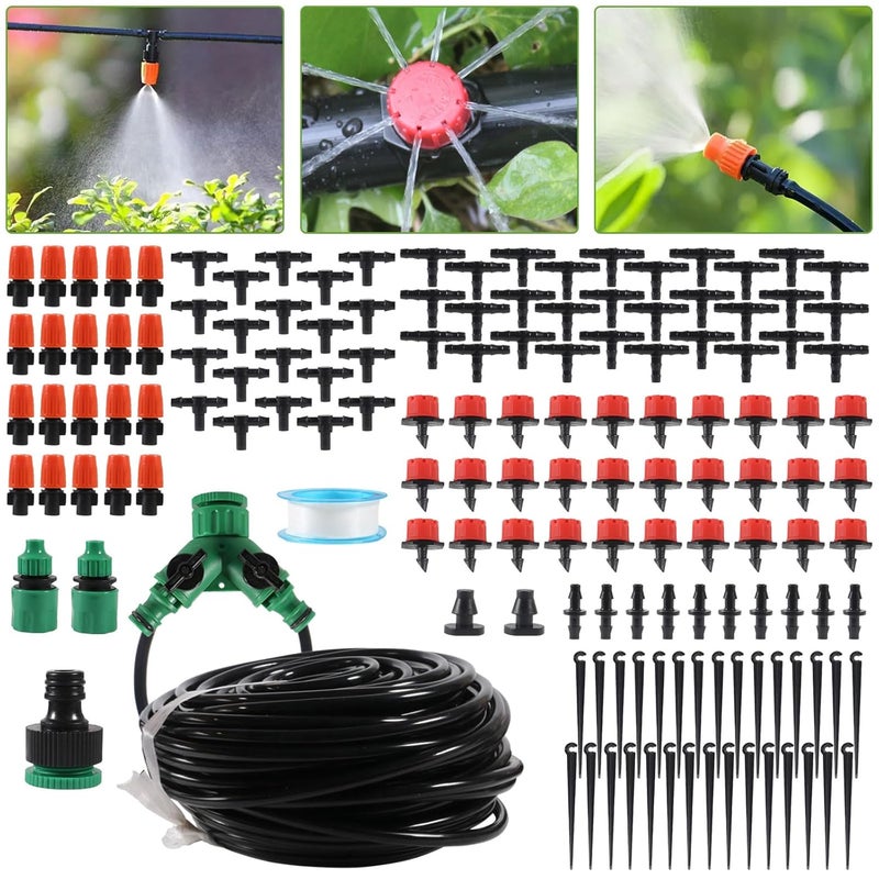 MELIFE 98FT Drip Irrigation System Micro Garden Drip Irrigation System with 14 inch Tubing  Adjustable Misting Nozzle Sprinkler Automatic Watering System for Greenhouse Yard Lawn Plant  - Image 1