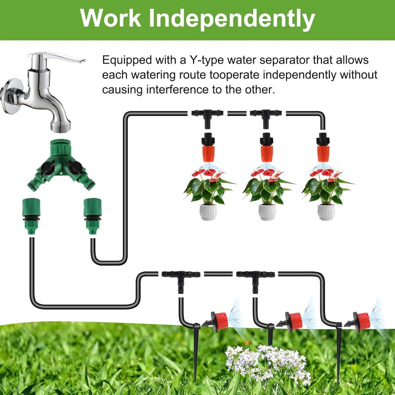 MELIFE 98FT Drip Irrigation System Micro Garden Drip Irrigation System with 14 inch Tubing  Adjustable Misting Nozzle Sprinkler Automatic Watering System for Greenhouse Yard Lawn Plant  - Image 3
