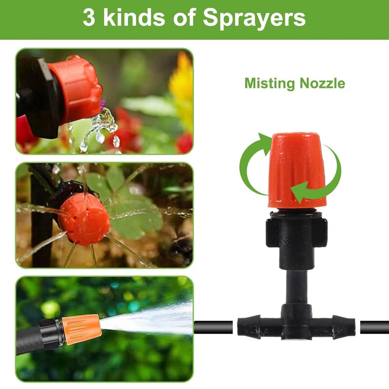 MELIFE 98FT Drip Irrigation System Micro Garden Drip Irrigation System with 14 inch Tubing  Adjustable Misting Nozzle Sprinkler Automatic Watering System for Greenhouse Yard Lawn Plant  - Image 4