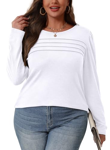 OFEEFAN Plus Size Fall Clothes White Long Sleeve Shirts for Women Dressy Casual Blouses Warm Cozy Tunic Tops Oversized Sweaters Thanksgiving Outfits XL - Image 3
