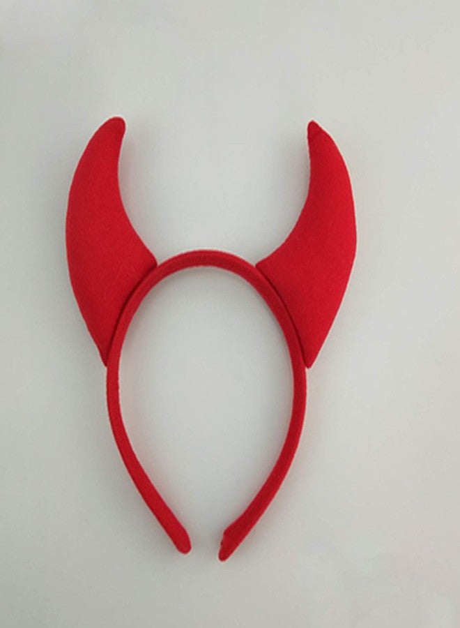 CBLUO Halloween Devil Headband Devil Horns Ears Hair Hoops Red Fluffy Headpiece Hairband Hair Bands Women Christmas Holiday Party Decoration Cosplay Costume Handmade Headdress Cute Hair Accessories 2 Pack - Image 5