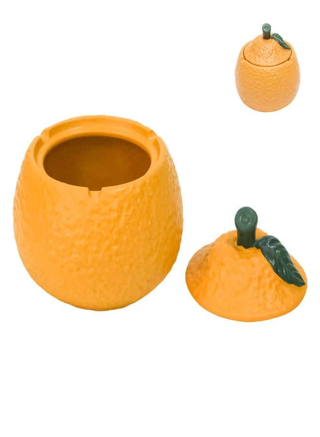 Funstreet Resin Ashtray with Lid Cute Orange Shaped Windproof Ash Tray Home Office Decoration for Smokers Funny Cute Home Decor Gift for Smoker - Image 1