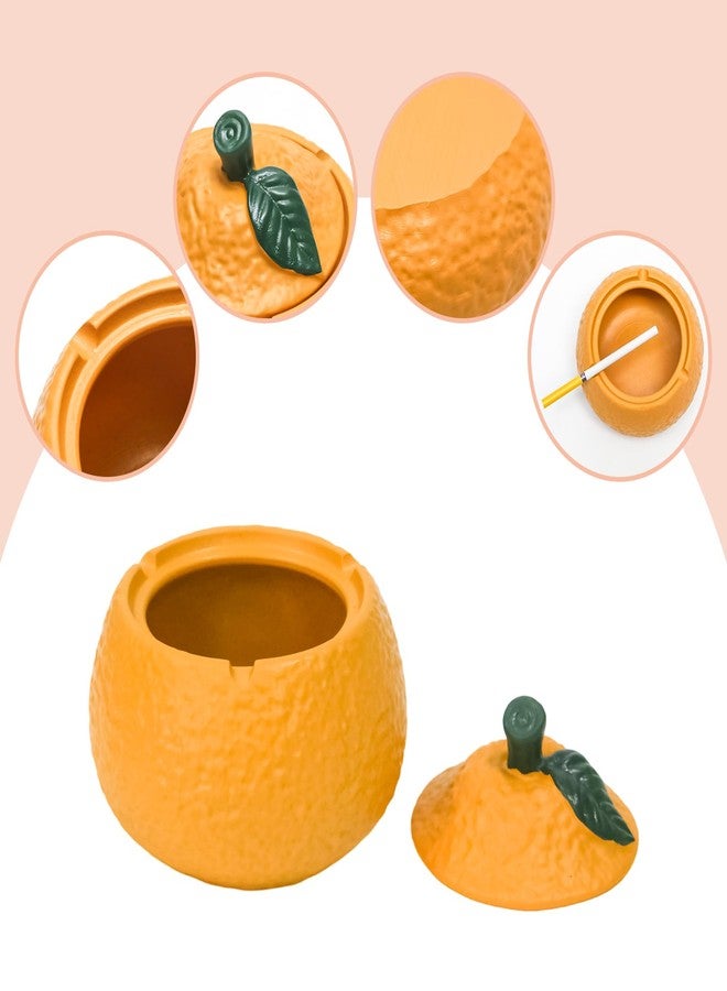 Funstreet Resin Ashtray with Lid Cute Orange Shaped Windproof Ash Tray Home Office Decoration for Smokers Funny Cute Home Decor Gift for Smoker - Image 3