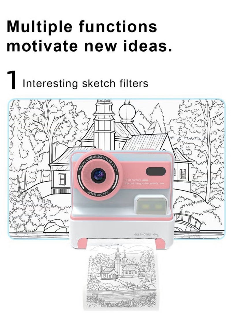 NH Instant Camera for Children Mini Thermal Printing Camera 32 TF Card Display 2.4 inch 1080P HD Video Photo 36MP Dual Camera 2 rolls included - Image 3