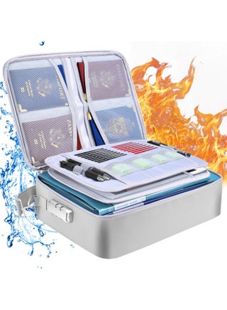 Fireproof Document Bag With Lock, Portable Waterproof Fire Proof File Organizer Box, File Storage Bag Safe Box For Important Paperwork (Silver) - pzsku/Z7645A316A81091633DBAZ/45/_/1731922197/719a074c-00bf-44a6-b07e-5eb4a17b153b