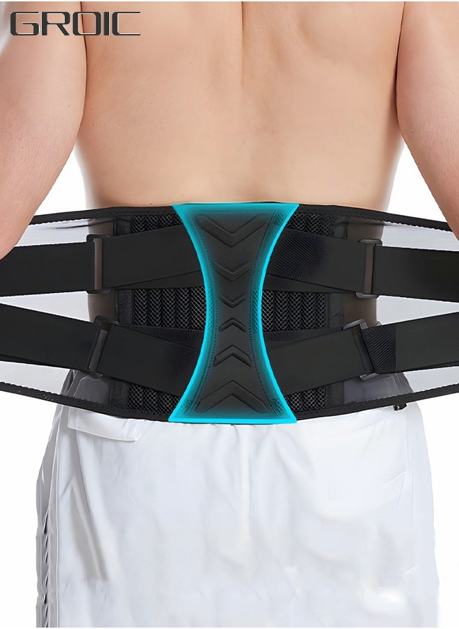 GROIC Back Brace for Lower Back Pain Relief with 11 Metal Plates Supports, Adjustable Back Support Belt for Weight lifting, Sports, Gym, Work, Back Pain Relief,Scoliosis - Large  - Image 1
