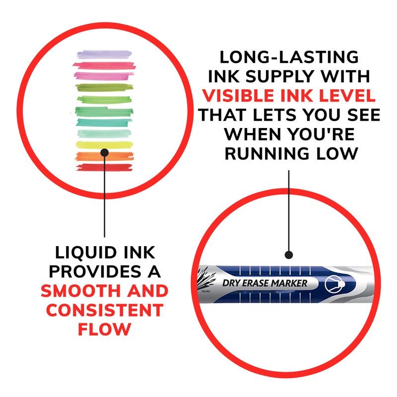 BIC Intensity Advanced Colorful Dry Erase Markers, Chisel Tip, 12-Count Pack of Assorted Colors, Whiteboard Markers for Teachers and Office Supplies - Image 3