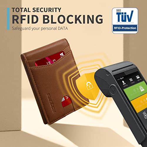 RUNBOX Wallet for Men Slim Leather Bifold RFID Blocking Minimalist Front Pocket Design with Gift Box - Image 5