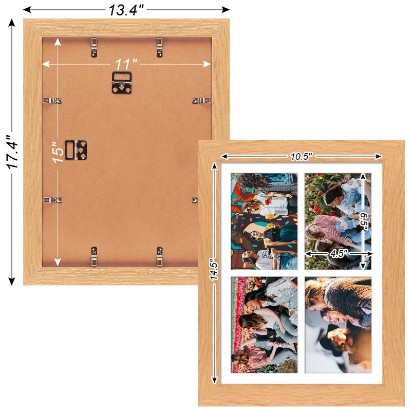 Gaevuian 11x15 عرض إطار الصورة 4 فتح 5 × 7 إطار صورة ملصقة إطار متعدد الصور مع حصيرة زجاجية - Image 4