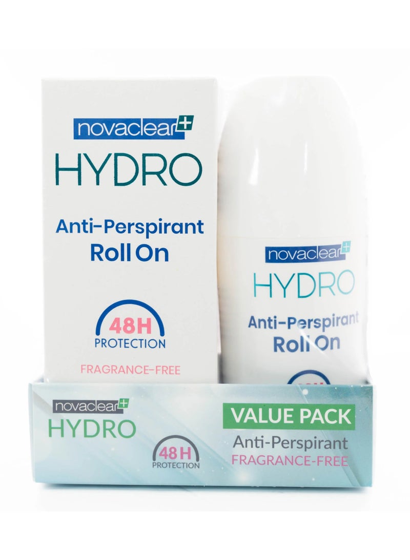 نوفاكلير - مضاد التعرق المائي رول أون خالي من العطور 50 مل (1+1 مجانا)