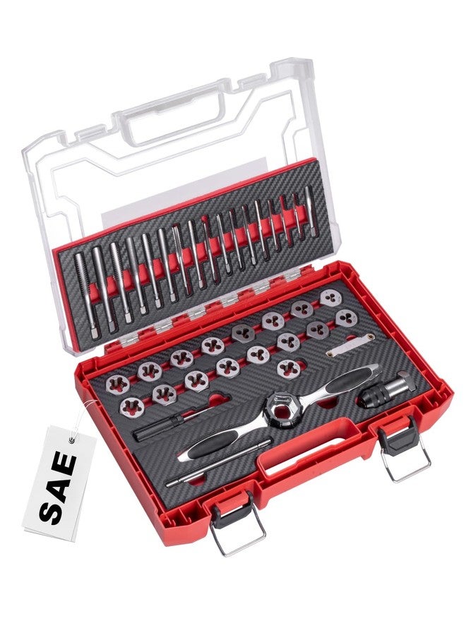 ROTATION 39-Piece SAE Tap and Die Set, Professional Threading Tool Kit for Internal & External Threads with Double-Layer Storage Case - Image 1