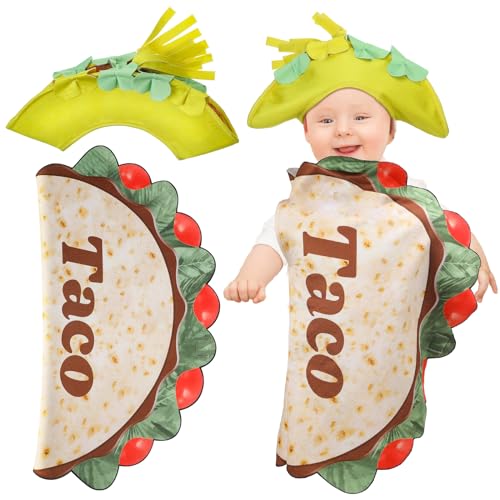 Funnysoft Baby Taco Costume Set Cinco De Mayo Mexican Fiesta Taco Role Play with Hat for Boys and Girls Costume06 Months - Image 1