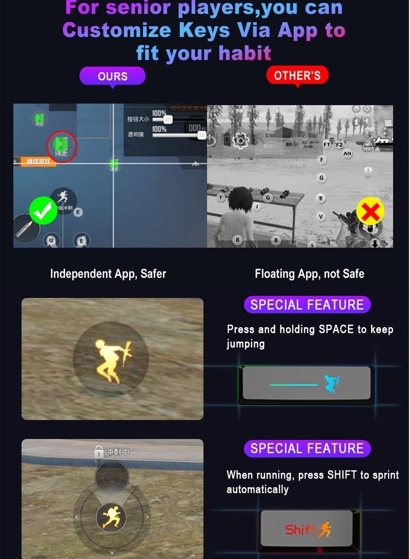 Gaming Mouse 35 Keys Single Hand Gaming Keyboard Converter Set For Android PUBG - Image 5