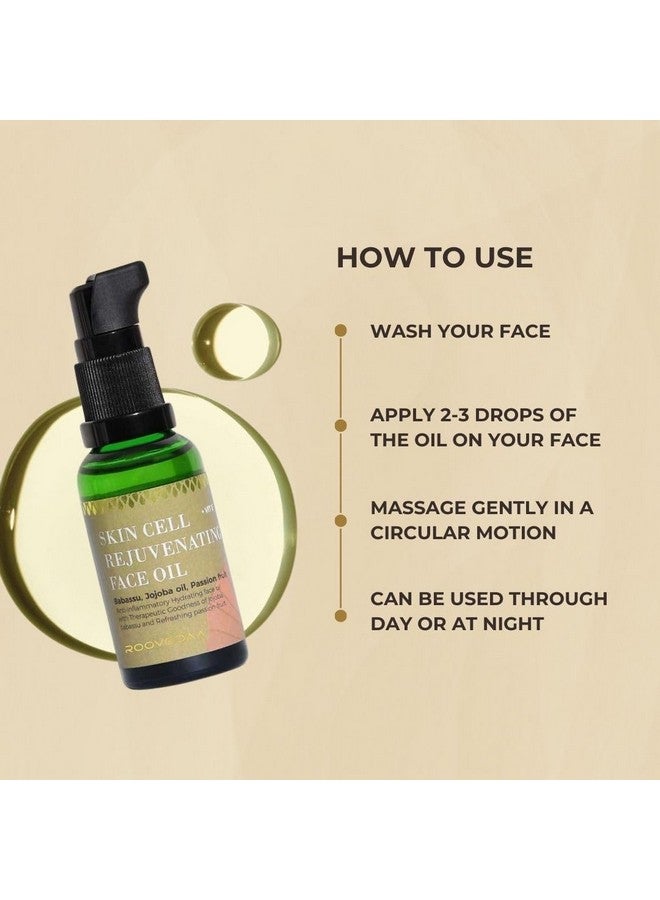 Roovedaa Face Oil For Skin Cell Rejuvenation | Natural Essential Oils Blend with Jojoba, Babassu & Passion Fruit | Anti-Aging, Moisturizing & Collagen Boosting | Enhances Skin Texture & Glow - 30ml - Image 3