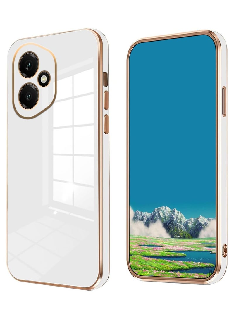 Compatible with Honor 400 cover, smooth veneer gold plated chrome, white Thin and smooth shock-proof full protection Honor 400 case -white - Image 1