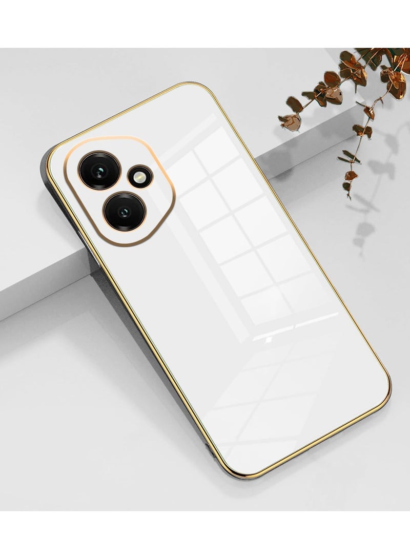 Compatible with Honor 400 cover, smooth veneer gold plated chrome, white Thin and smooth shock-proof full protection Honor 400 case -white - Image 2