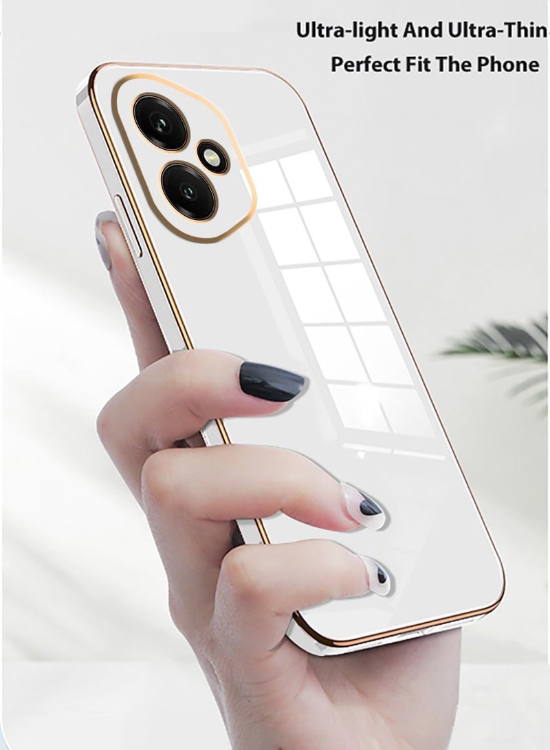 Compatible with Honor 400 cover, smooth veneer gold plated chrome, white Thin and smooth shock-proof full protection Honor 400 case -white - Image 3