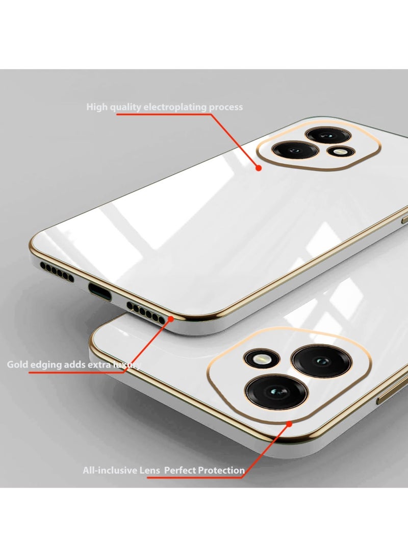 Compatible with Honor 400 cover, smooth veneer gold plated chrome, white Thin and smooth shock-proof full protection Honor 400 case -white - Image 4
