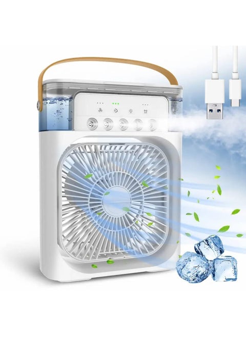 Dwariyan 3 in 1 Air Conditioner Mini Cooler For Room Cooling Mini Evaporative Portable Cooling Fan with 7Color LED 3 Speeds 5 Sprays Modes And Timer for Home Office Use