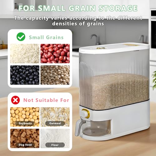 BERGFBV Rice Storage Container 10kg, Clear Food Grain Dispenser with Date Dial & Measuring Cup, Space-Saving Organizer for Rice, Cereal, Pet Food, Pasta - Image 5