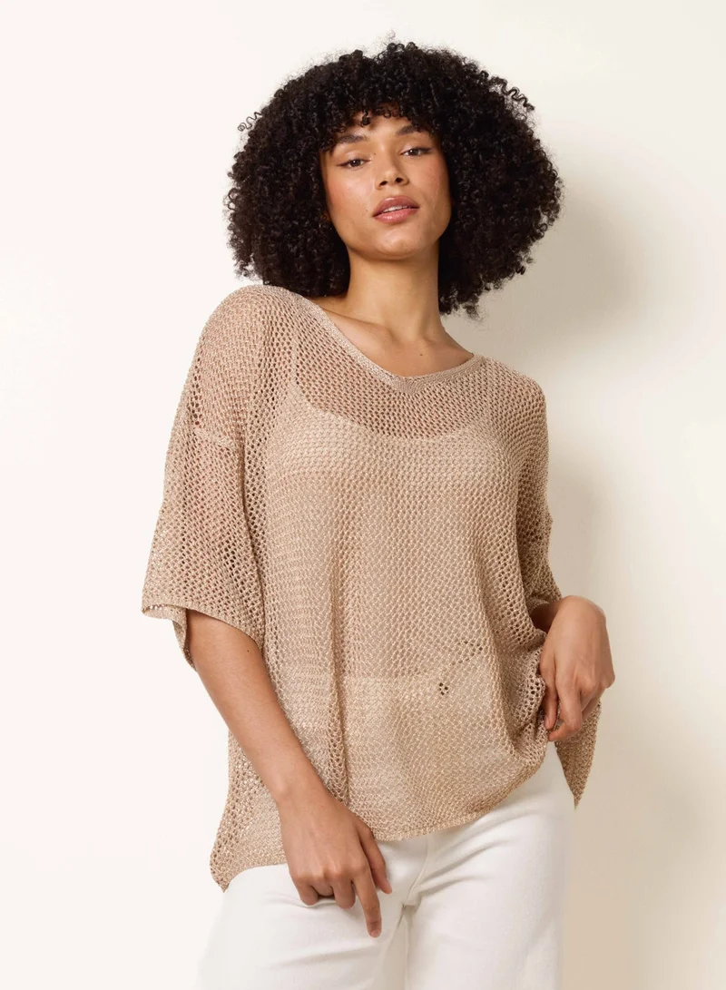 Blue Vanilla V Neck Crochet Top