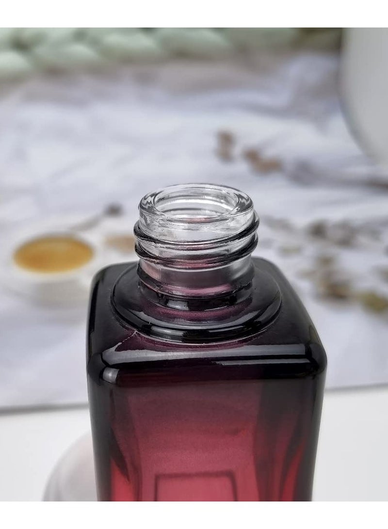 ست عبوات زجاجية بنية سعة 30 مل مع قطرات للإسقاط، زجاجات تسريب خالية مناسبة للسفر، زجاجات مُنحنية حمراء مربعة للزيوت الأساسية وعطور السوائل. - Image 4