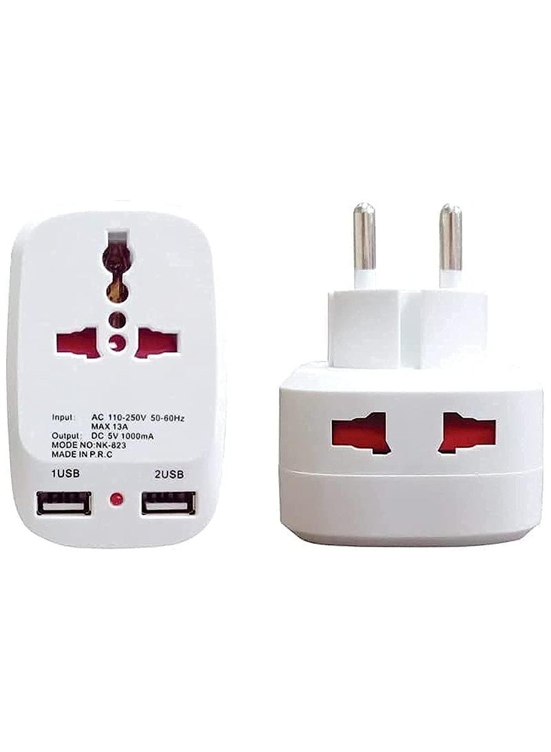 محول/مشترك عالمي متعدد المقابس مع 2 يو اس بي و مؤشر الضوئي - Image 1