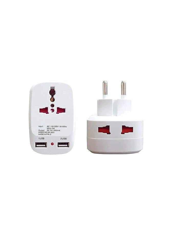 محول/مشترك عالمي متعدد المقابس مع 2 يو اس بي و مؤشر الضوئي - Image 2