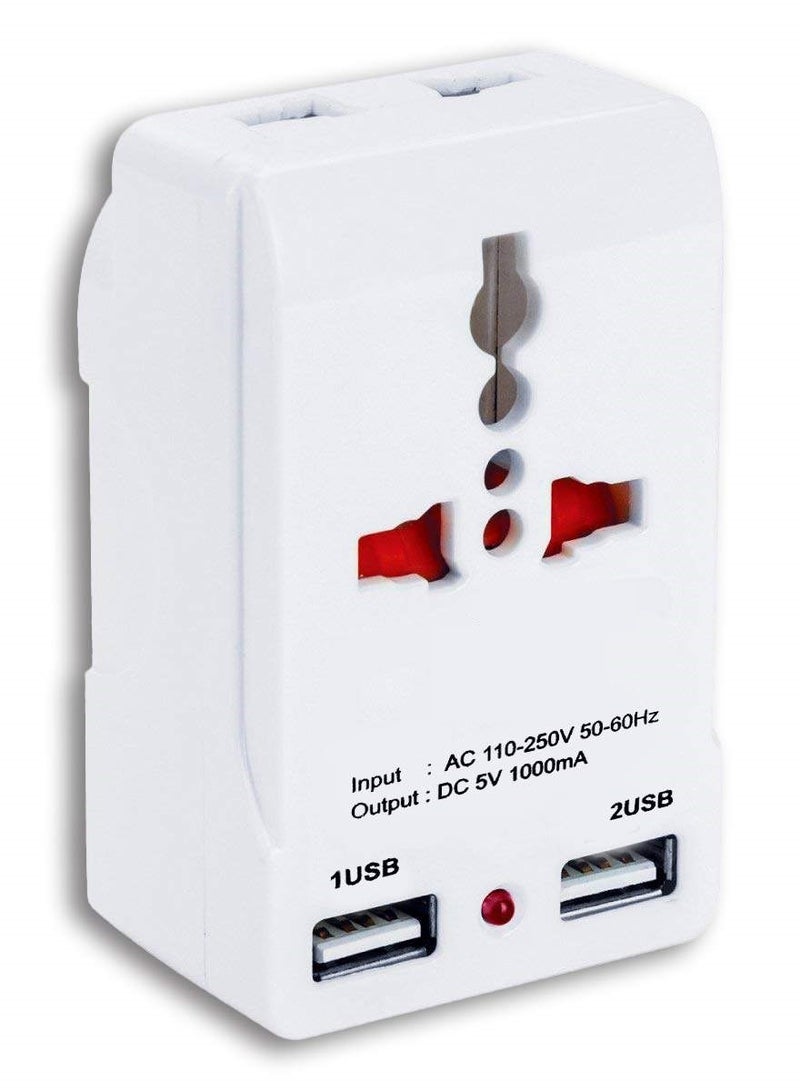 محول/مشترك عالمي متعدد المقابس مع 2 يو اس بي و مؤشر الضوئي - Image 3