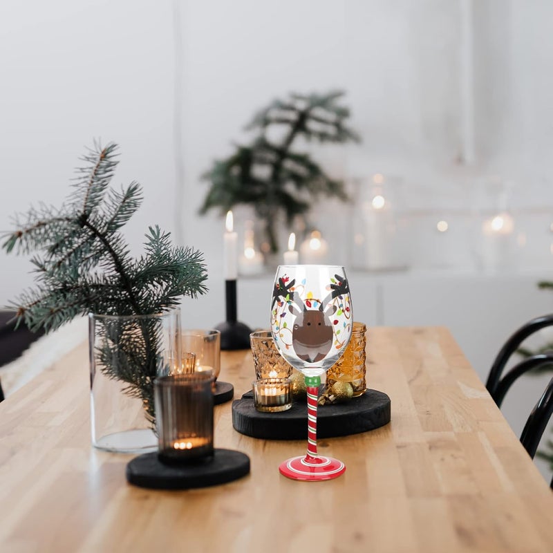 woobles Christmas Wine Glasses with Stem,Christmas Wine Glass Adorable Wine Goblet Xmas Elements Glass Cup Party Glass Cup,Christmas Glassware As Shown Two 22x8cm - Image 2