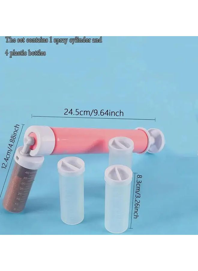 Pink Manual Spray Gun Set 5Pcs Cake Coloring Duster Baking Tool - Image 3