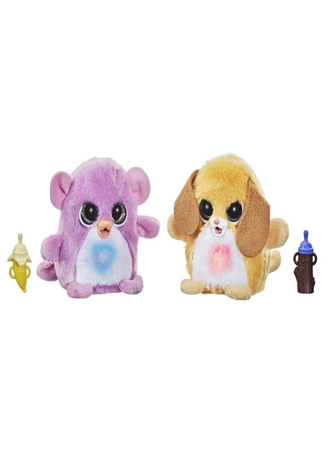 FurReal Fuzzalots Puppy and Monkey Color Change Interactive Feeding Toy, Lights and Sounds, Ages 4 and up - Image 1