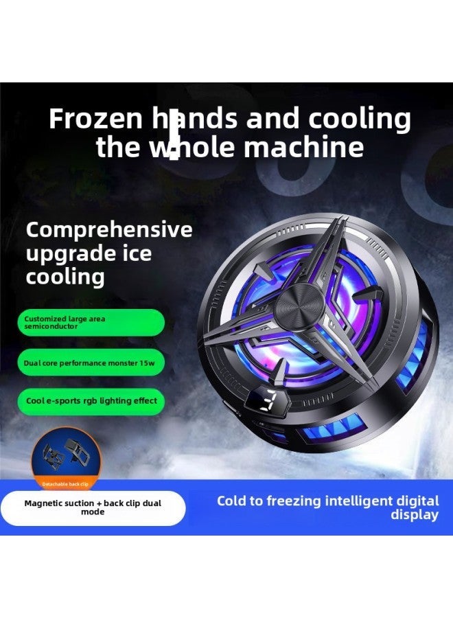 Semiconductor Mobile Phone Radiator TEC Icing Magnetic Clip Cooler E-sports Game Live Cooling Artifact-Color:Obsidian Black Ice Digital Display 3-speed Version  - Image 2