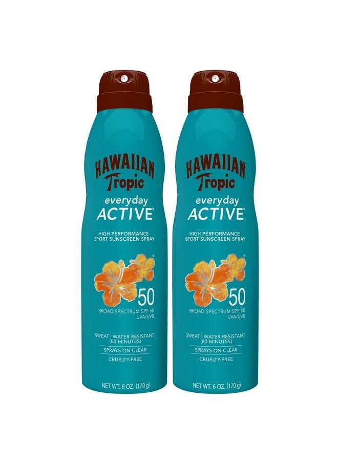 Hawaiian Tropic بخاخ واقي من الشمس هاوايان تروبيك إيفري داي أكتيف بعامل حماية من الشمس 50، 6 أونصة | بخاخ واقي من الشمس هاوايان تروبيك بعامل حماية من الشمس 50، أوكسي بنزون، بدون واقي من الشمس، بخاخ واقي من الشمس للجسم بعامل حماية من الشمس 50، 6 أونصة لكل عبوة مزدوجة  - Image 2