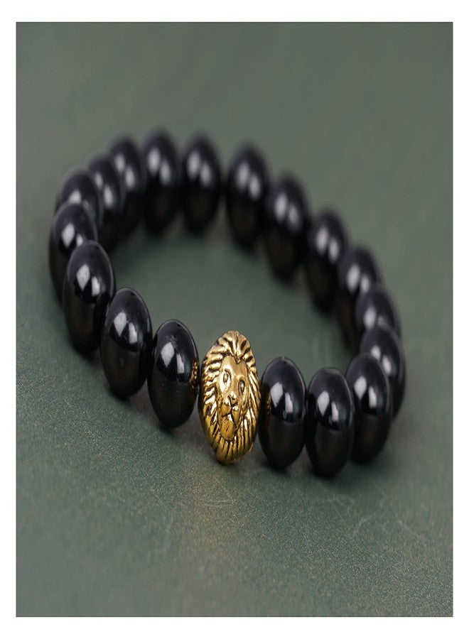 JFL Unisex Adult - Jewellery For Less Combo Of Black & Red Bead Handmade Lion Face Stretchable Rakhi Bracelet For Bhaiya Bhabhi Couples,Valentine - Image 4