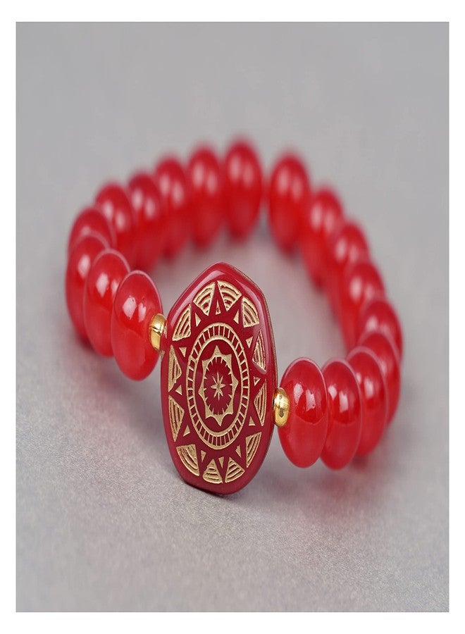 JFL Unisex Adult - Jewellery For Less Combo Of Black & Red Bead Handmade Lion Face Stretchable Rakhi Bracelet For Bhaiya Bhabhi Couples,Valentine - Image 5