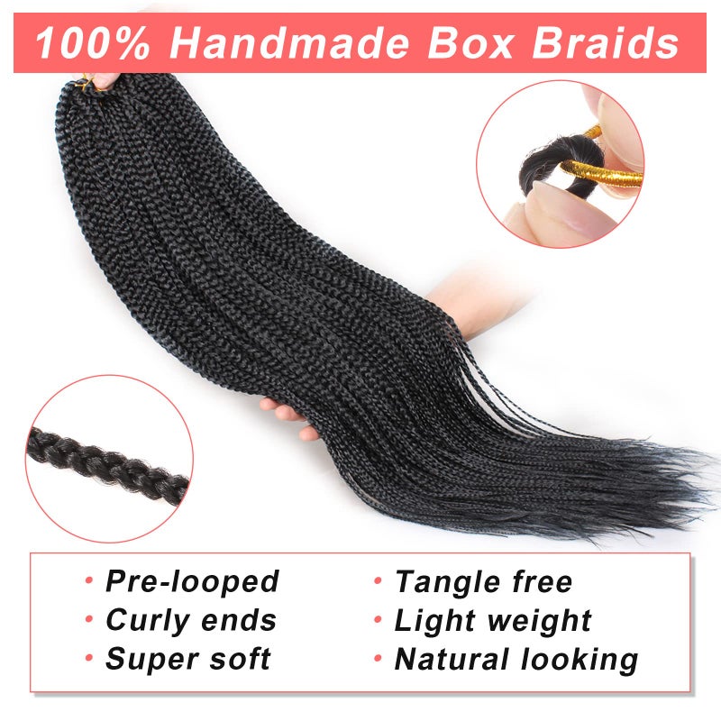 Xtrend 8 Packs 18 Inch Box Braids Crochet Hair 144 Strands Medium Knotless Box Braiding Hair Pre-looped Synthetic 3X Braids Hair Extension for Women (1B#) - Image 4