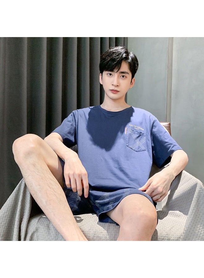 Man's Shorts Summer Cotton Pajamas Sleepwear Elegant Homsuits for Boy Casual Pijamas Leisure Minimalist Mens Loungewear - Image 1