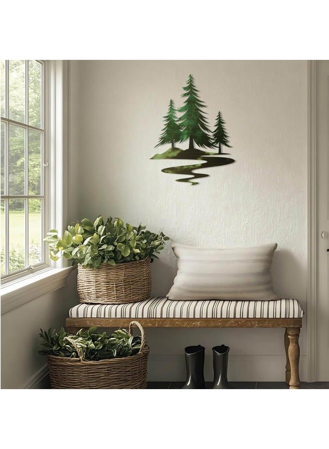 TYLCC Metal Pine Tree Wall Art Rustic Cedar Tree Wall Decor for Living Room Office Farmhouse, Forest Nature Lovers Gift, Forest Green - Image 5
