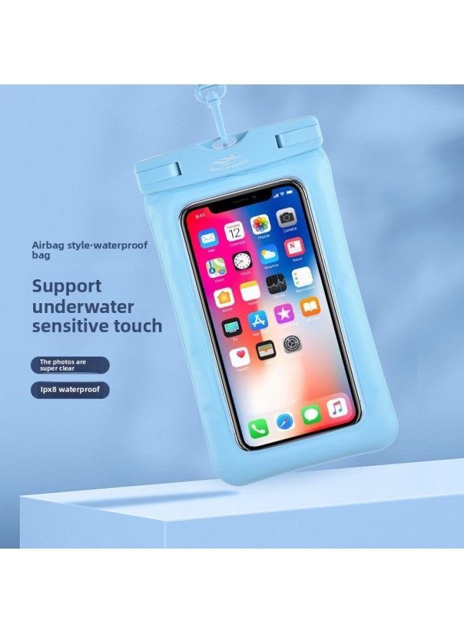 Generic Mobile Phone Waterproof Bag Airbag Touch Screen Swimming Special 7-inch Self-sealing Bag Takeaway Waterproof Mobile Phone Case Inflatable-Color:Sky Blue 】  - Image 5